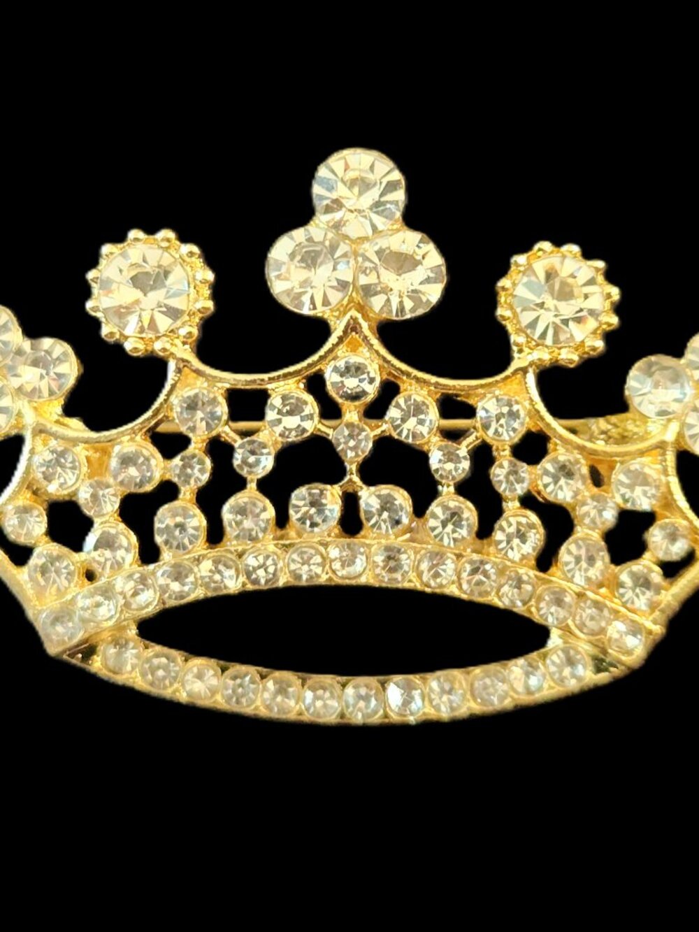 CROWN Rhinestone PIN in goldtone jewelry by ORNAMENTS